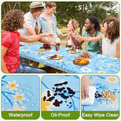 Picnic Table and Bench Cover Set, Waterproof Fitted Elastic Cloth - Image 4