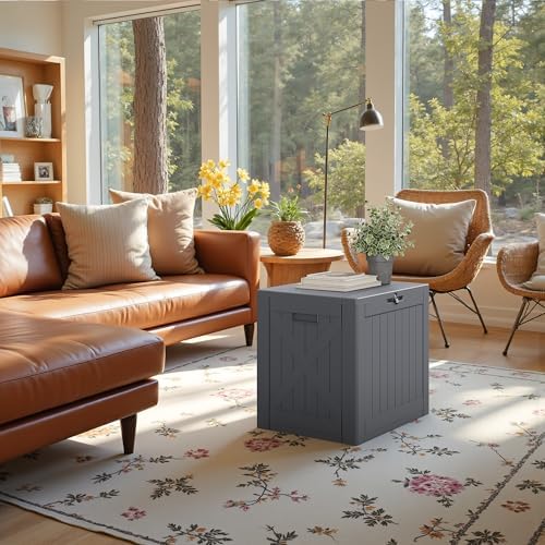 JUMMICO 42 Gallon Resin Deck Box Waterproof Outdoor Storage Box - Image 5