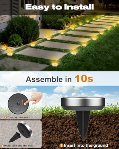 btfarm 16 Pack Solar Lights Outdoor Waterproof, 8 LED Solar Ground Lights - Image 4