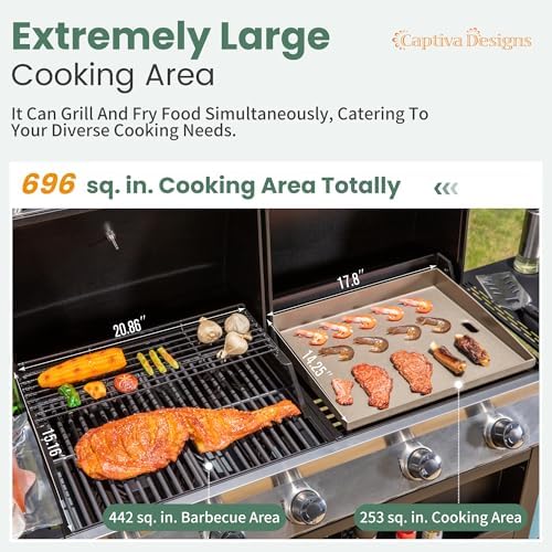 Captiva Designs Propane Gas Griddle Grill Combo with Lid & Flat Top Griddle - Image 3