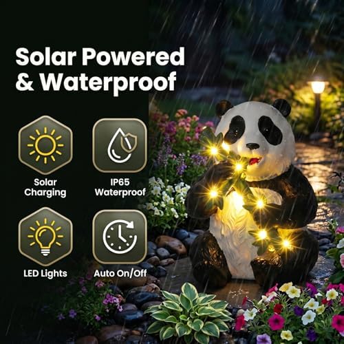 10.3 Inch Large Solar Garden Panda Statue - Image 3