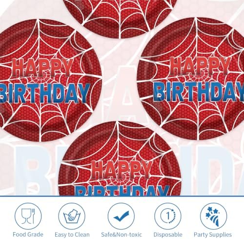 50Pcs Spider Theme Web Birthday Paper Plates 9 Inch - Image 2