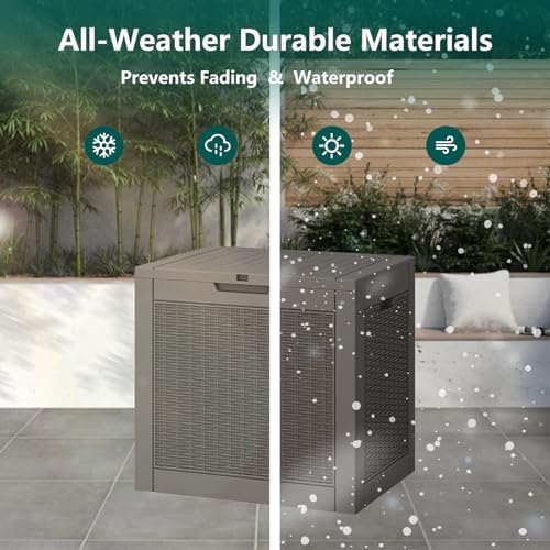 KAMABOKO 35 Gallon Outdoor Storage Box Waterproof Deck Box for Patio - Image 3