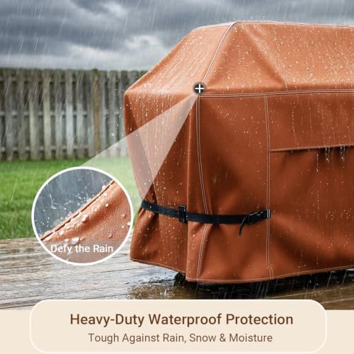 NettyPro Grill Cover Heavy Duty Waterproof 72 inch, Outdoor 3-5 Burners Gas BBQ Cover for Outside Weber, Char-Broil, Brinkmann, Nexgrill Large Barbecue, Brown - Image 4