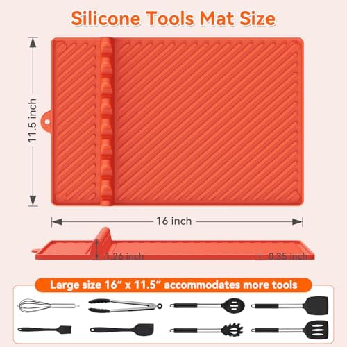 Silicone Griddle Mat for Blackstone - Magnetic Silicone Grill Tools Mat for Blackstone Accessories, Side Shelf Spatula Utensil Mats with Drip Pad for Outdoor BBQ Grill Kitchen Countertop (1-Pack) - Image 4