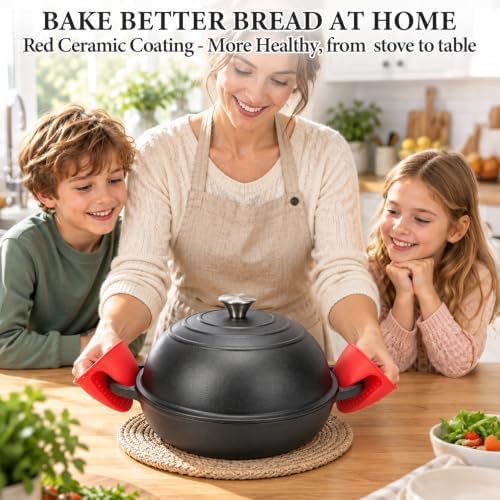 Cast Iron Dutch Oven for Bread Baking, 5.5QT Pre-Seasoned Bread Oven Set - Image 6