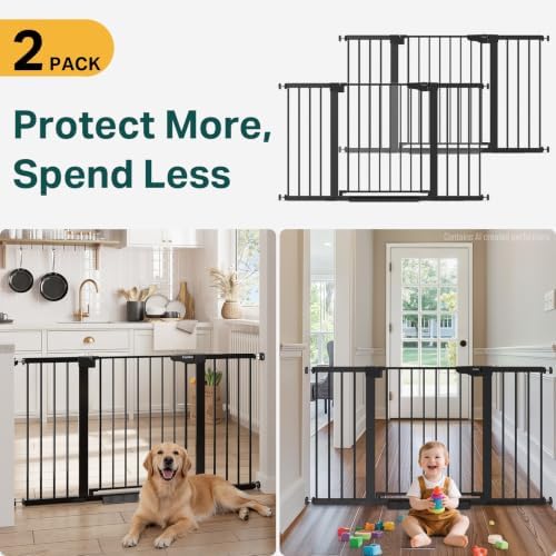 Cumbor 2 Pack 30-54" Baby Gate for Stairs, Auto Close Dog Gate Indoor Black - Image 2