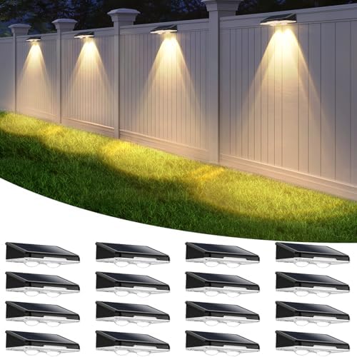 Brightever Solar Fence Lights Outdoor Black 16-Pack, 3000K/5000K/6500K by Brightever