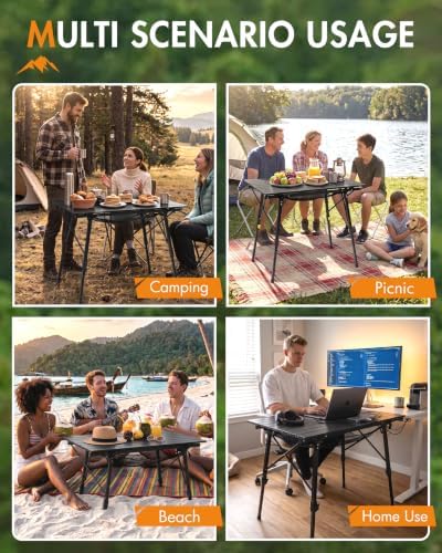 Portal Camping Table, Folding Aluminum Outdoor Table with Mesh Layer - Image 7