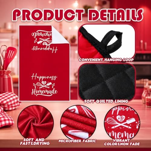 Sratte 6 Pcs Kitchen Decor Accessories Set, Kitchen, Red - Image 5