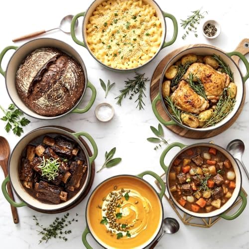 Larder & Vine 5.7 qt Enameled Cast Iron Dutch Oven Pot with Lid, Okra - Image 2