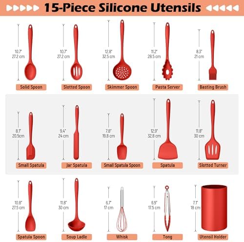 Homikit Kitchen Cooking Utensils Set, 15-Piece Silicone Spatula with Holder - Image 2