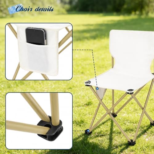 Camping Table with 6 Chairs, Portable Folding Picnic Table Set-Beige - Image 6