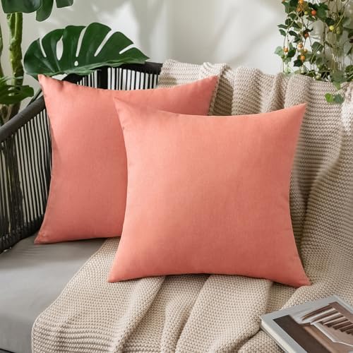 MIULEE Decorative Outdoor Pillow Covers Waterproof 18x18 Blush Pink by MIULEE