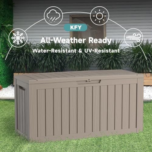 150 Gallon Large Resin Outdoor Storage Box Grey - Image 3