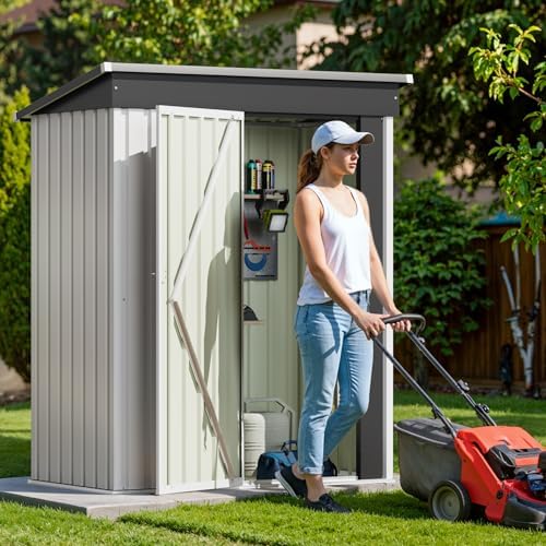 Devoko 5x3 FT Outdoor Storage Shed, White - Image 7