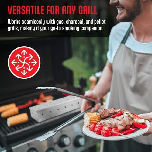 Kaluns Universal Stainless Steel Smoker Box, Gas or Charcoal Grill Smoke Box, Works with Wood Chips, add Delicious Smoked Flavor, Hinged Lid,Warp Free Grill Accessories - Image 4