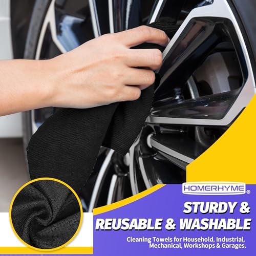Microfiber Cleaning Cloth, 100 Pack Black Cleaning Rags Microfiber Towel Bulk Absorbent Lint-Free Wash Cloths, All-Purpose Towels for Cars, Shop, Automotive, Garage, Home & Kitchen - Image 3