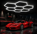 7-Hexagon LED Garage Lights, 488W 48,800LM Super Bright Honeycomb Shop Light, 31-Lights DIY Ceiling Grid Lighting Fixture for Car Detailing, Workshop, Gym, Warehouse, Basemen by Tiyahomey