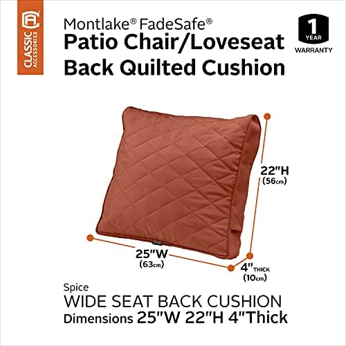 Classic Accessories Montlake FadeSafe FadeSafe Patio Chair/Loveseat Back Quilted Cushion, 25 x 22 x 4 Inch, Spice - Image 2