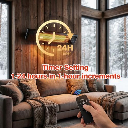 Infrared Electric Patio Heater,Outdoor Electric Patio Heater, Hanging Mounted and Ceiling Mounted Heater for Patio, Garage, Backyard, 1500W, Black - Image 6