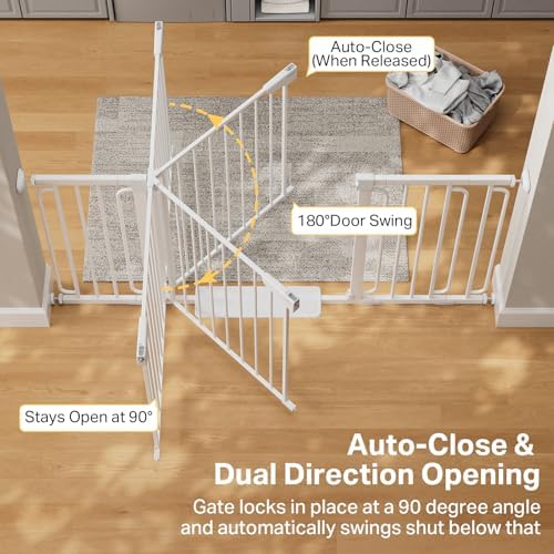 Cumbor 36.6-64 in Extra Wide Baby Gate for Stairs, Dog Gate Indoor, White - Image 5
