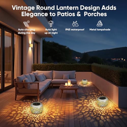 Solar Lanterns Outdoor Waterproof: 4 Pack White Hollow Out Solar Lights - Image 5