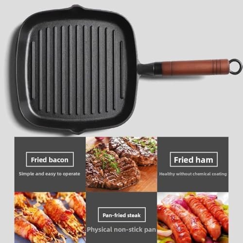 Nonstick Cast Iron Grill Pan with Double Spouts, 8.7-inch Durable Skillet for Stove Tops, Ideal for Indoor & Outdoor Cooking (8.7inch / 22cm) - Image 6