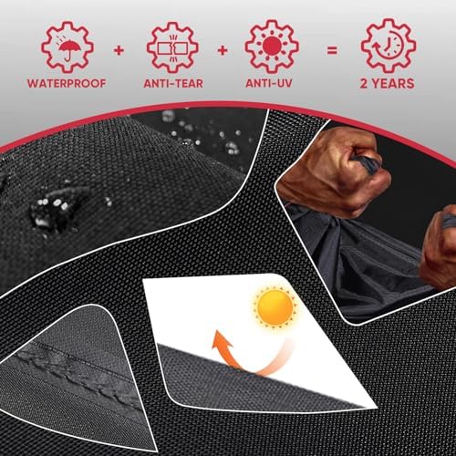 Turtle Life Round BBQ Grill Cover, 22inch Heavy Duty Durable Waterproof Rip Resistant UV Resistant Charcoal Kettle Grill Cover, Dia28 x 38" H, Black - Image 2