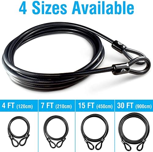 MARQUE Security Steel Cable - 3/8 inch (10 mm) Thick (4', 7', 15', 20' or 30') Vinyl Coated Braided Steel Cable with Double Sealed Looped Ends for U-Lock, Padlock, Disc Lock (30 FT) - Image 6