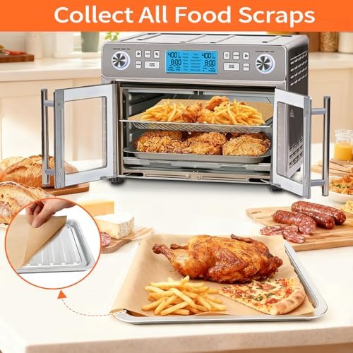 GWY Air Fryer Accessories for Emeril Lagasse French Door 360 Extra Large Dual Zone 25 QT Oven, Baking Set with Air Fryer Basket Baking Pan Tray Disposable Parchment Paper Reusable Baking Mat Cookware - Image 6
