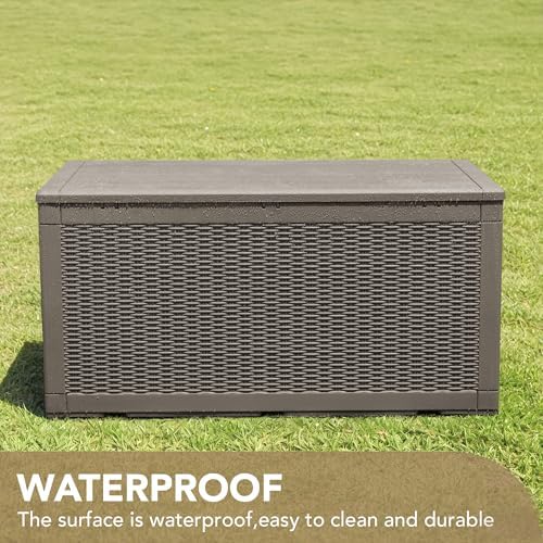 Devoko 100 Gallon Waterproof Deck Box, Resin Large Outdoor Storage Box - Image 4