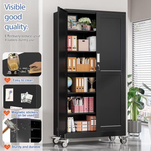 GAIOUS 79” Tall Metal Garage Storage Cabinet with Lock, Steel Tool Cabinet - Image 4