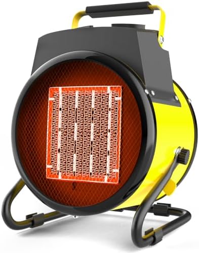 Buyplus Outdoor Heaters for Patio, 1500W Portable Garage Heater with Overheat Protection & 3S Fast Heating, Non-Slip Cushion, Electric Space Heater for Patio, Garage, Bedroom, Office, Yellow by Buyplus