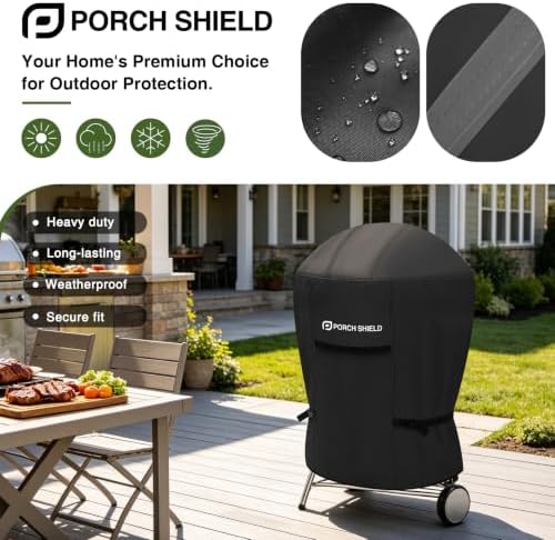 Porch Shield 22 inch Outdoor Charcoal Kettle Cover 27" Dia x 35" H, Black - Image 6