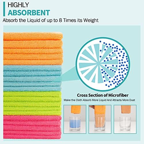 Microfiber Cleaning Cloth - 60 Pack Shop Towels, 12" x 12" Cleaning Rags Lint Free, Reusable Microfiber Towels for Cars Kitchen Automotive House Office - Image 3