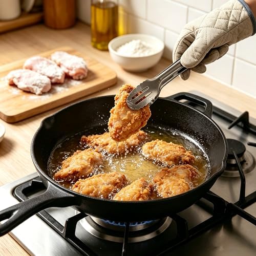 Cast Iron Skillet, Frying Pan for the Stove, Oven, Grill & Campfire (10 inch with Lid) - Image 7