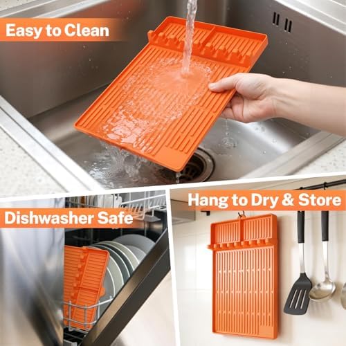 Halloween Silicone Grill Mat Compatible with Blackstone, Raised Edge,Orange - Image 5