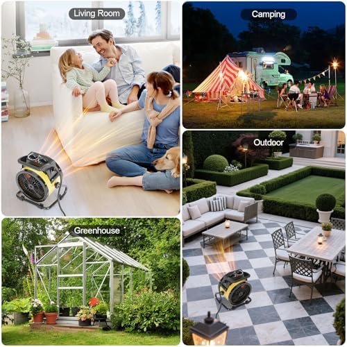Outdoor Heater for Patio, 1500W Electirc Greenhouse Heater, Yellow - Image 7