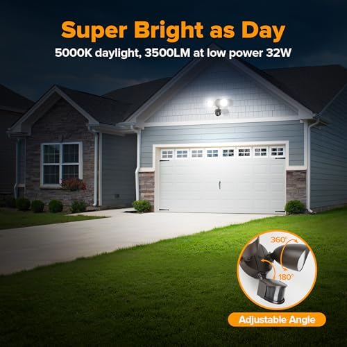 LUTEC 32W 3500 Lumen LED Security Lights Motion Sensor Light Outdoor, 5000K Daylight, IP65 Waterproof, Dusk to Dawn, Motion Detector Flood Light for Garage, Yard, Porch-Brown - Image 2