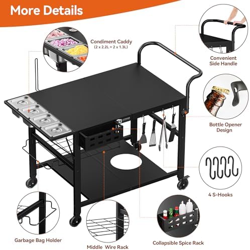 Pizza Oven Table Stand, Outdoor Grill Cart Table for Ninja Ooni Blackstone - Image 5