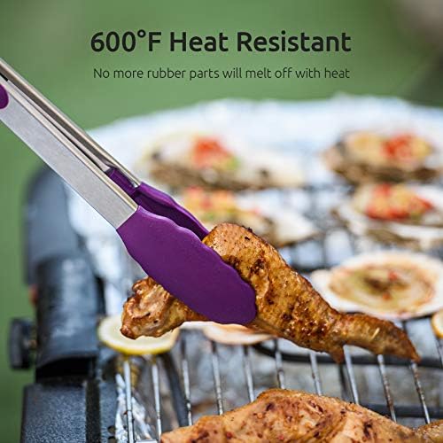 U-Taste Kitchen Tongs for Cooking, 600ºF Heat-Resistant Tps, 3Pcs/Purple - Image 3