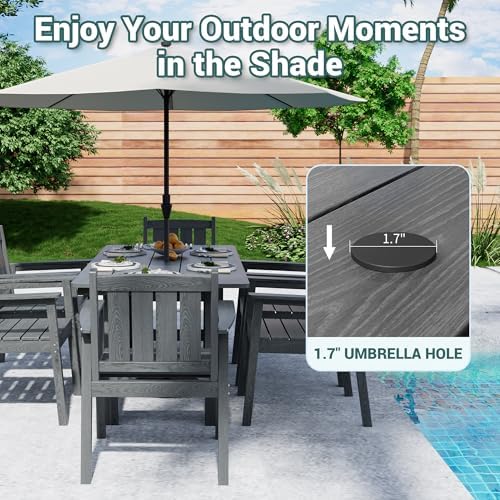 Pamapic Patio Dining Table Set, 7-Piece Outdoor Dining Set for 6, Grey - Image 2