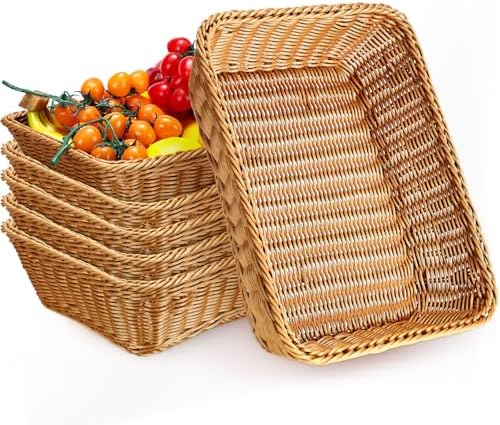 Eccliy 6 Pack Wicker Bread Baskets Woven Serving Basket, 19 Inch by Eccliy