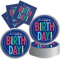 40Pcs Blue Happy Birthday Decorations - Birthday Party or Baby Shower Supplies Disposable Tableware Paper Blue Plates and Napkins Set for 20 Guests by Unknown