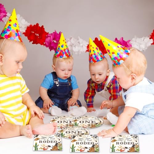 Egami 40pcs Cowboy 1st Party Supplies,include 20 Dessert plate and 20 Napkin,My First Rodeo Birthday Plate Napkin Set,Used for Cowboy 1st Party Decoration - Image 5
