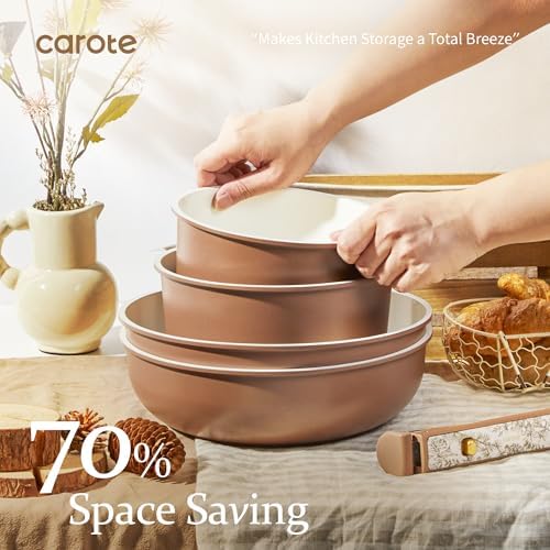 CAROTE 25pcs Ceramic Cookware Sets, Nonstick Pots and Pans Set Non Toxic - Image 4