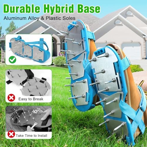 Lawn Aerator Shoes for Grass - Pre-Assembled Grass Aerator Shoes for Lawn - Soil Yard Aerator Tool for Aerating Patio Garden - Image 3