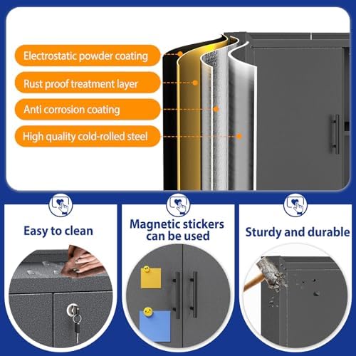 GAIOUS 35.6'' Tall Metal Garage Storage Cabinet with Wheels,Rolling File Cabinet with Lock and Adjustable Shelves,Outdoor Steel Tool Cabinet for Home,Office,Garage,Black - Image 6
