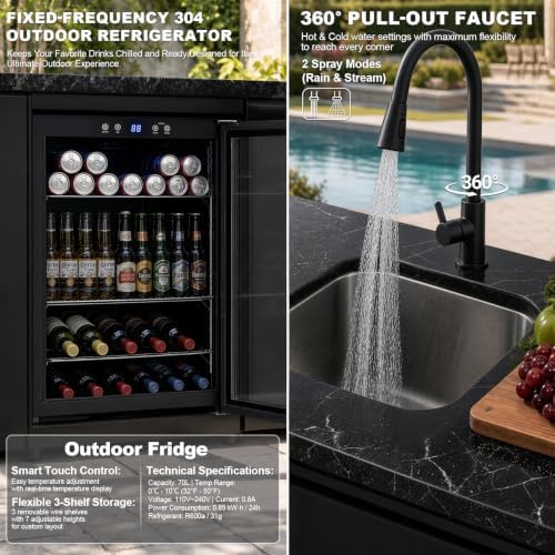 84.7" 4-Burner Modular Outdoor Kitchen Island, 72000 BTU Propane Gas Grill - Image 5